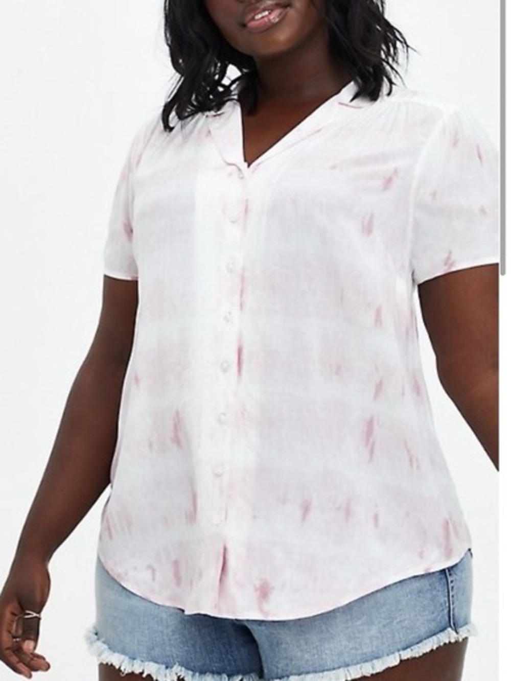 Torrid Mauve Tie Dye Short Sleeve Button Down Blouse